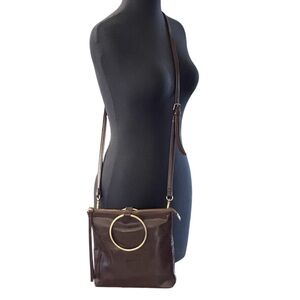 Joy Susan Amelia Ring Brown Vegan Leather Shoulder Crossbody Bag Removable Strap